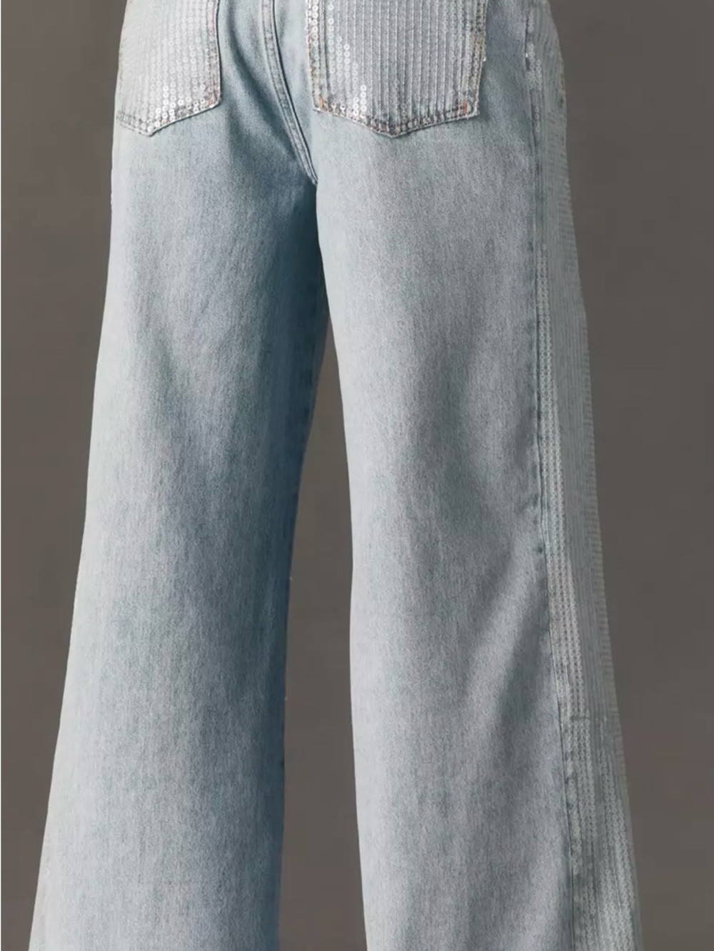 Pilcro Sequin Skater High-Rise Wide-Leg Jeans  Size 31 waist 18’ Inseam 31’ - Picture 3 of 5